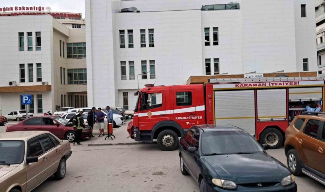 Karaman’da hastane otoparkında bulunan bir otomobilden yükselen dumanlar ekipleri harekete